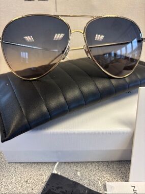 Victoria Beckham Gold Frame Sunglasses with Brown Gradient Lenses